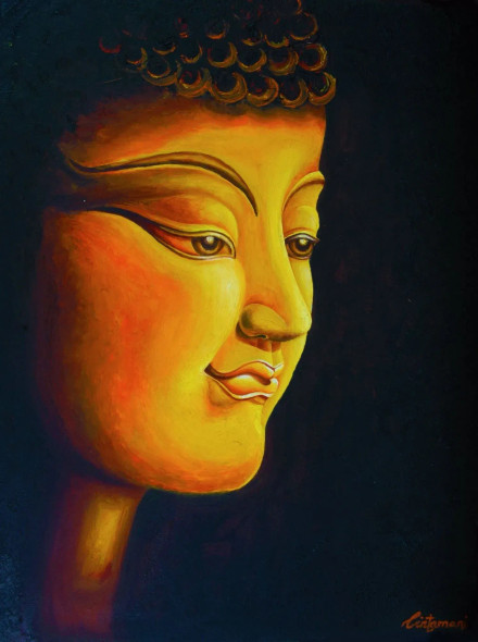 Golden Buddha (PRT-15187-101223) - Canvas Art Print - 18in X 24in