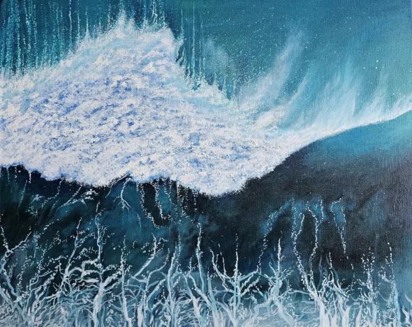 The Waves (ART-15288-101324) - Handpainted Art Painting - 20 in X 16in