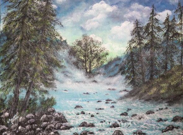 The Fog (ART-15138-101392) - Handpainted Art Painting - 11 in X 8in