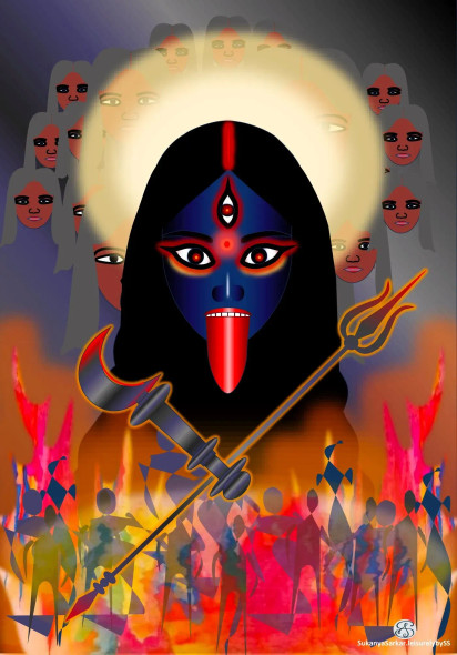 Kali - The Dark Goddess (PRT-9081-101407) - Canvas Art Print - 13in X 18in