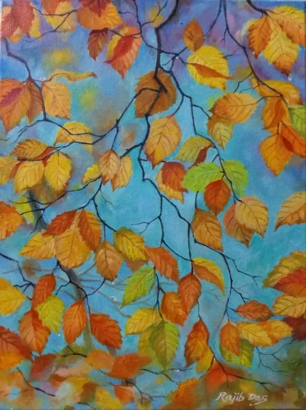 Autumn Symphony (ART-4209-101455) - Handpainted Art Painting - 12in X 16in