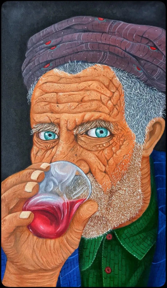 Last Sip (ART-15348-101422) - Handpainted Art Painting - 16in X 28in