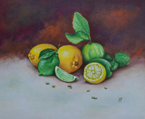 Lemon (ART-8857-101536) - Handpainted Art Painting - 11in X 9in