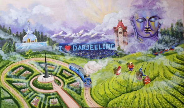 I Love Darjeeling (ART-15414-101577) - Handpainted Art Painting - 60 in X 36in