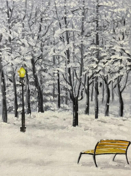Winter Can Be A Lonely Season (ART-15277-101603) - Handpainted Art Painting - 12 in X 16in