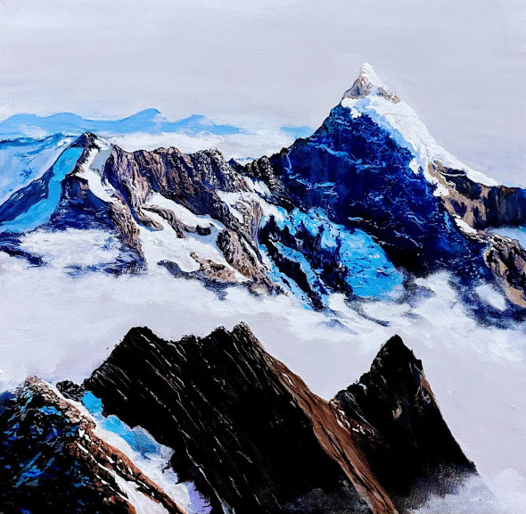 Magical Mountains (ART-7615-101639) - Handpainted Art Painting - 18 in X 18in