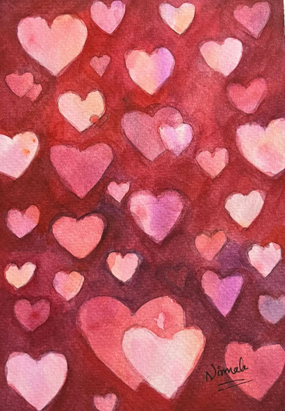 Hearts (ART-15407-101769) - Handpainted Art Painting - 6 in X 8in