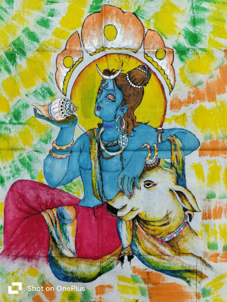 Lord Shiva (ART-15335-101921) - Handpainted Art Painting - 10 in X 12in