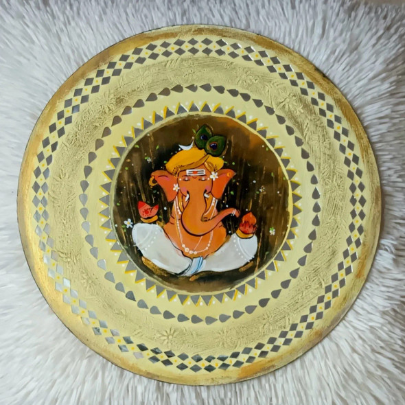 "Ganesha" Lippan Art (ART-8665-101941) - Handpainted Art Painting - 12in X 12in