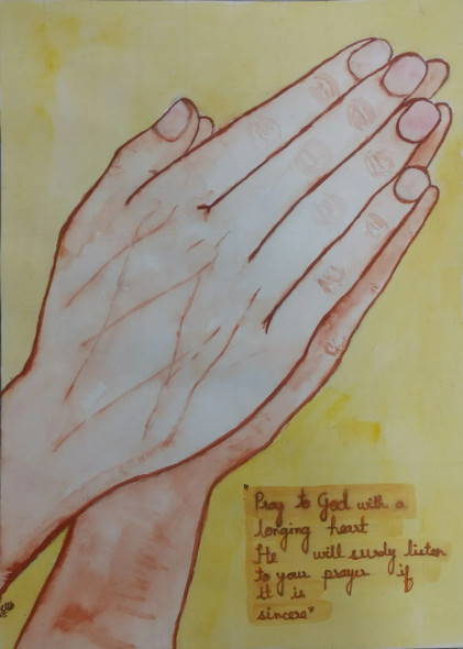 Prayer (ART-8632-101948) - Handpainted Art Painting - 8in X 11in