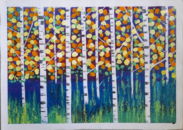 Abstract Forest (ART-15502-102065) - Handpainted Art Painting - 22in X 17in