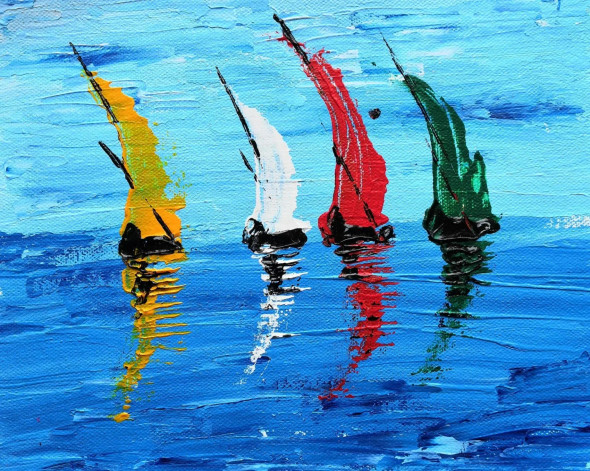 Sailboats (PRT-7784-102033) - Canvas Art Print - 36in X 29in