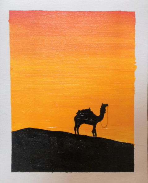 Dusk At Desert (PRT-7784-102026) - Canvas Art Print - 24in X 30in