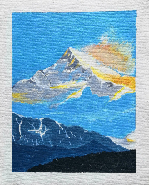 Blissful Mount. Kanchenjunga (PRT-7784-102034) - Canvas Art Print - 34in X 42in