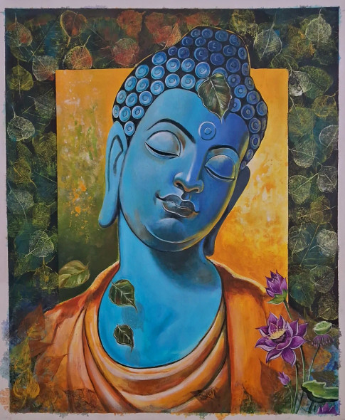 Essence Budha (ART-15545-102087) - Handpainted Art Painting - 26in X 32in