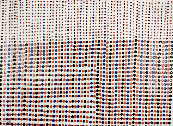 DOTS DOTS AND DOTS-6 (ART-6175-102113) - Handpainted Art Painting - 40in X 30in