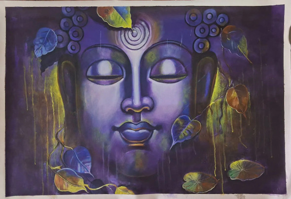 Essence Budha (ART-15545-102088) - Handpainted Art Painting - 41in X 28in