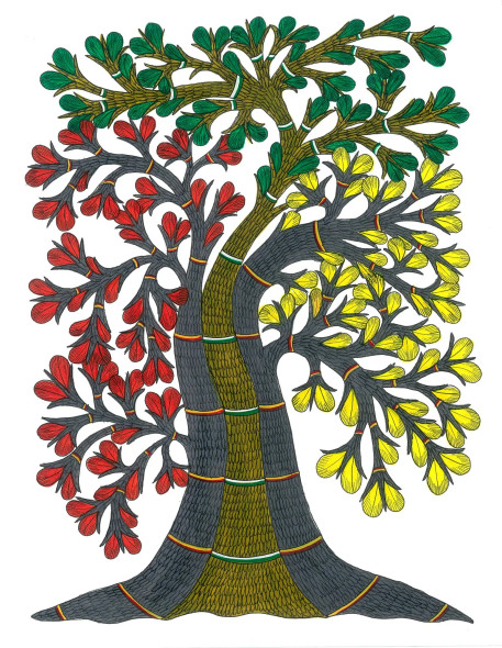 3 In 1 Tree (ART-283-102126) - Handpainted Art Painting - 8in X 11in