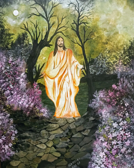 Jesus Christ - The Saviour (ART-8657-102347) - Handpainted Art Painting - 27in X 34in