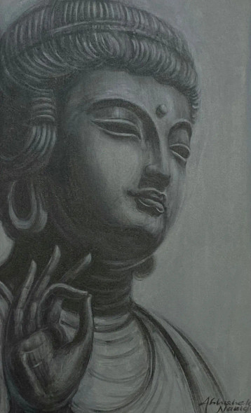 Buddha (ART-3512-102357) - Handpainted Art Painting - 24in X 42in