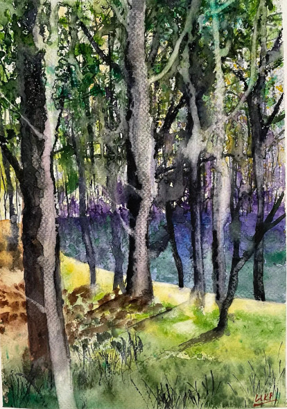 Woodland (ART-8841-102521) - Handpainted Art Painting - 8in X 11in