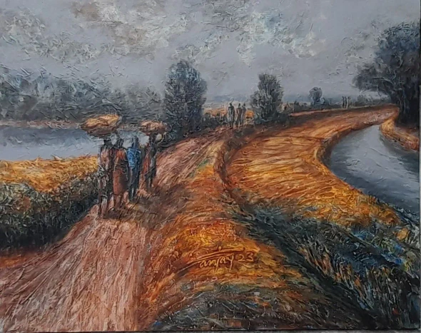 BUCOLIC PATH (ART-8163-102518) - Handpainted Art Painting - 30in X 24in