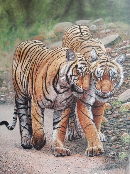 Tiger Painting (ART-15624-102542) - Handpainted Art Painting - 36in X 48in