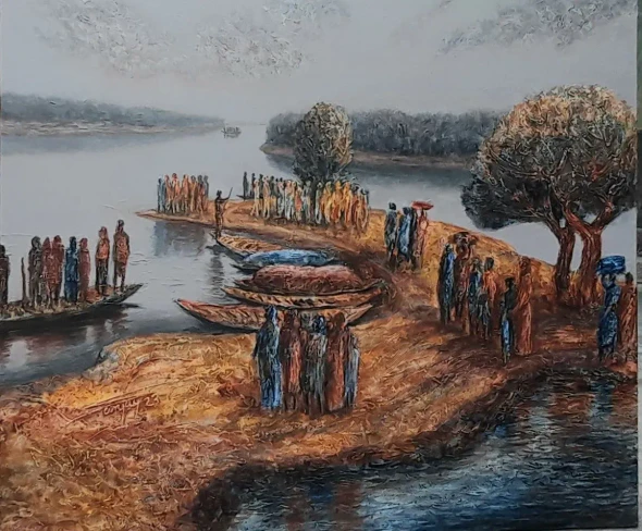 CROSSING (ART-8163-102599) - Handpainted Art Painting - 42in X 36in