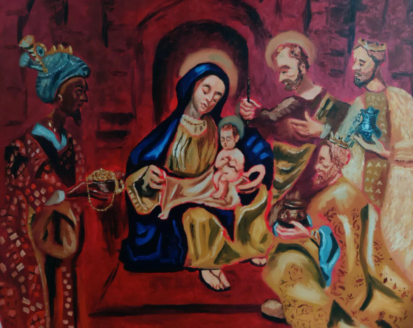 The Visitation Of The Magi (ART-8576-102646) - Handpainted Art Painting - 37in X 41in