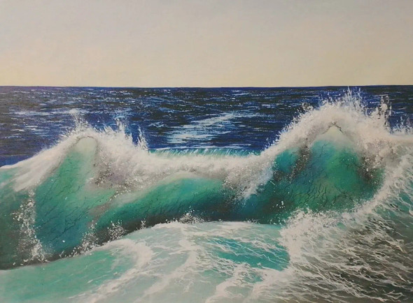 Chilling Wave, (ART-5868-102750) - Handpainted Art Painting - 50in X 35in