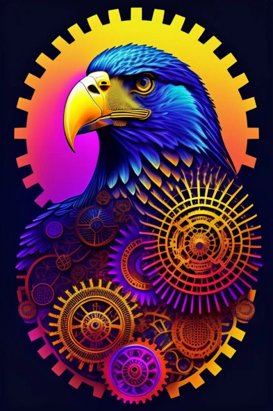 Bird With Gears (PRT-7809-102707) - Canvas Art Print - 12in X 18in