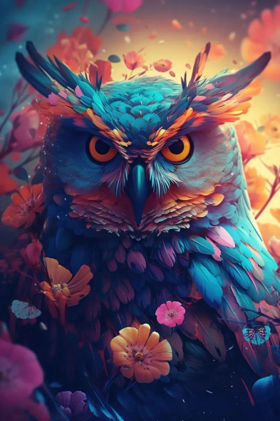 Owl-bird (PRT-7809-102742) - Canvas Art Print - 8in X 12in