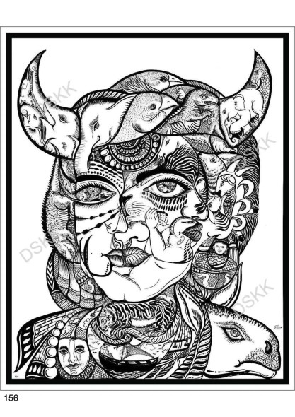 Human Animal (ART-15663-102873) - Handpainted Art Painting - 19in X 24in