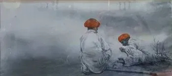 Rural India (ART-8302-102893) - Handpainted Art Painting - 18in X 12in