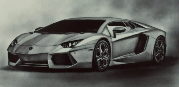 Car ,Lamborghini (ART-15677-102885) - Handpainted Art Painting - 28in X 21in