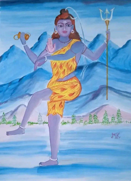 Siva (ART-8875-102911) - Handpainted Art Painting - 11in X 14in
