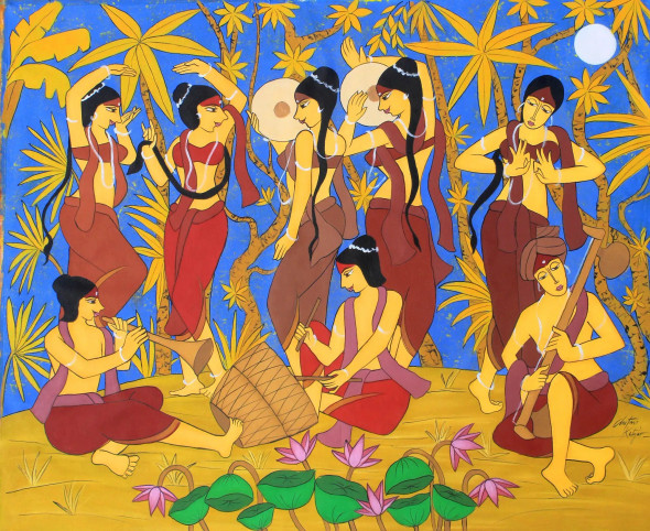 Musical Festivity (ART-3324-102947) - Handpainted Art Painting - 60in X 48in