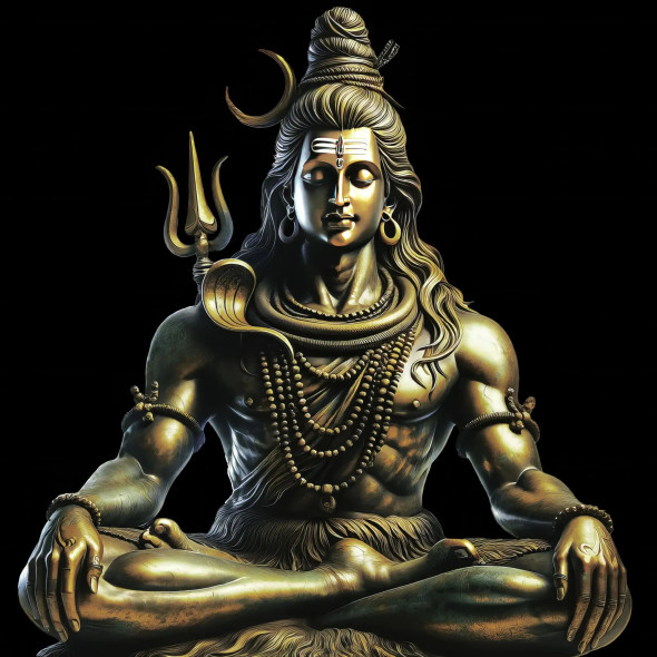 Divine Sculpture: Lord Shiva's Serenity Embodied (PRT-15697-102982) - Canvas Art Print - 24in X 24in