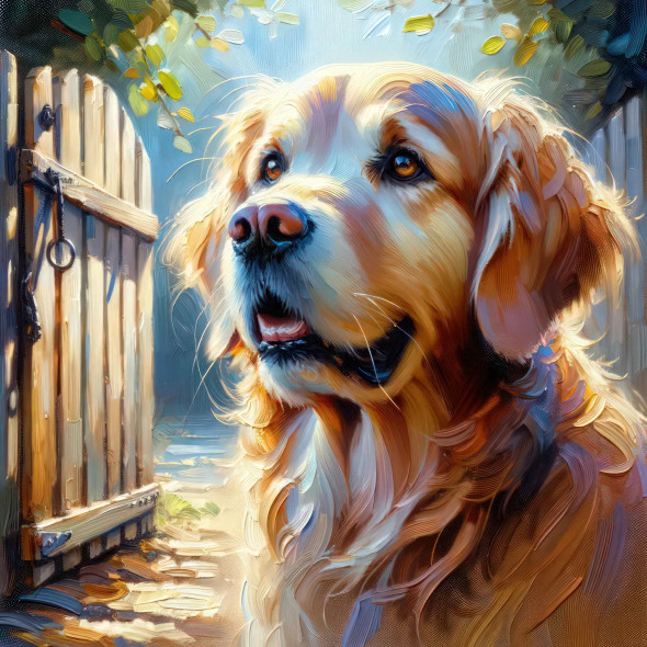 Anticipation: A Golden's Longing (PRT-15697-103001) - Canvas Art Print - 30in X 30in