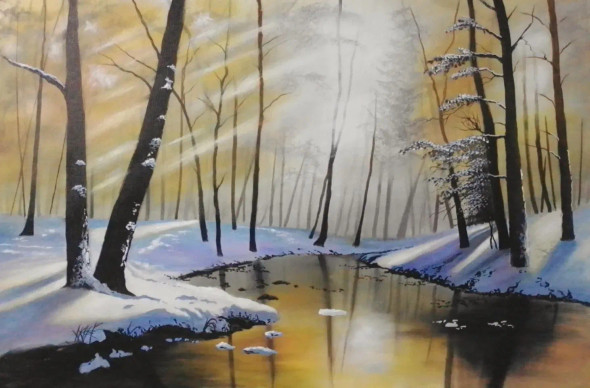 Winter Shadows (ART-5868-103033) - Handpainted Art Painting - 50in X 35in