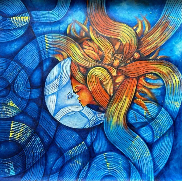 YOU ARE MY ORBIT (ART-8691-103100) - Handpainted Art Painting - 24in X 24in