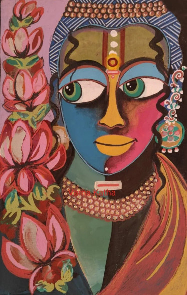 Lord Rama (Lotus) (PRT-8079-103090) - Canvas Art Print - 23in X 36in