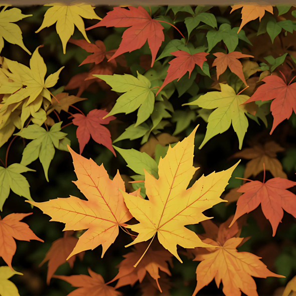 Multi Colour Maple Leaves (PRT-15676-103148) - Canvas Art Print - 12in X 12in