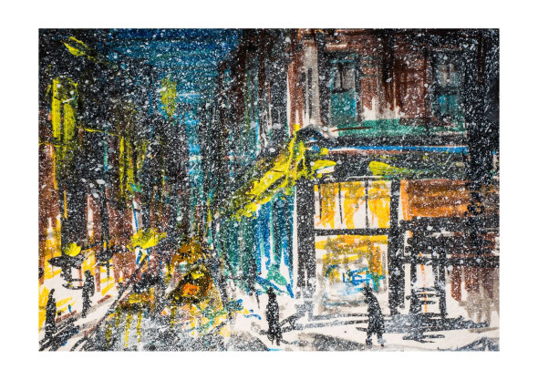 New York In Snow (PRT-9071-103198) - Canvas Art Print - 18in X 13in