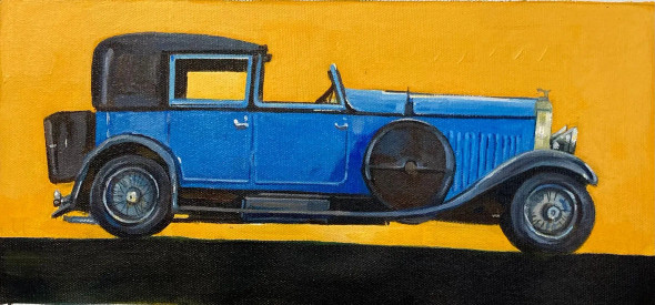 Vintage Car: Hispano Suiza (ART-1483-103274) - Handpainted Art Painting - 15in X 8in