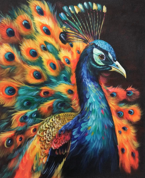 Peacock Painting (ART-6706-103302) - Handpainted Art Painting - 24in X 30in