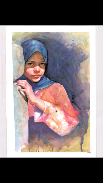 "Beyond The Veil" (ART-15779-103316) - Handpainted Art Painting - 18in X 24in