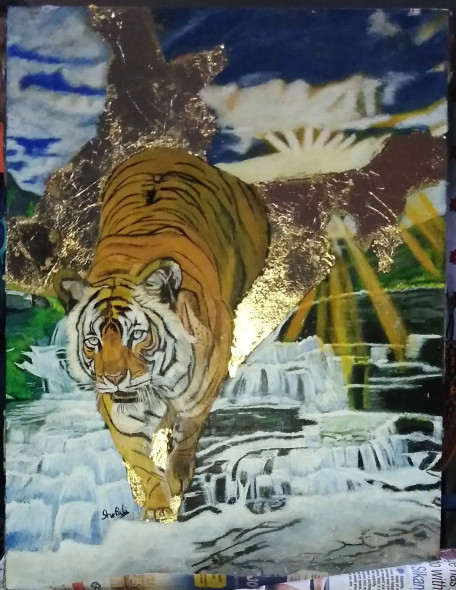 Tiger (ART-15780-103313) - Handpainted Art Painting - 18in X 24in