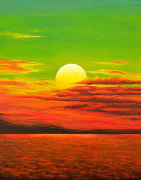 Moods Of Sun (ART-464-103334) - Handpainted Art Painting - 24in X 30in