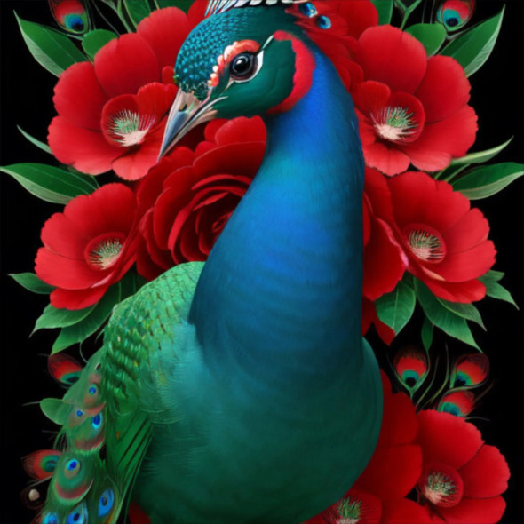 Peacock41 (PRT-9087-103608) - Canvas Art Print - 24in X 24in